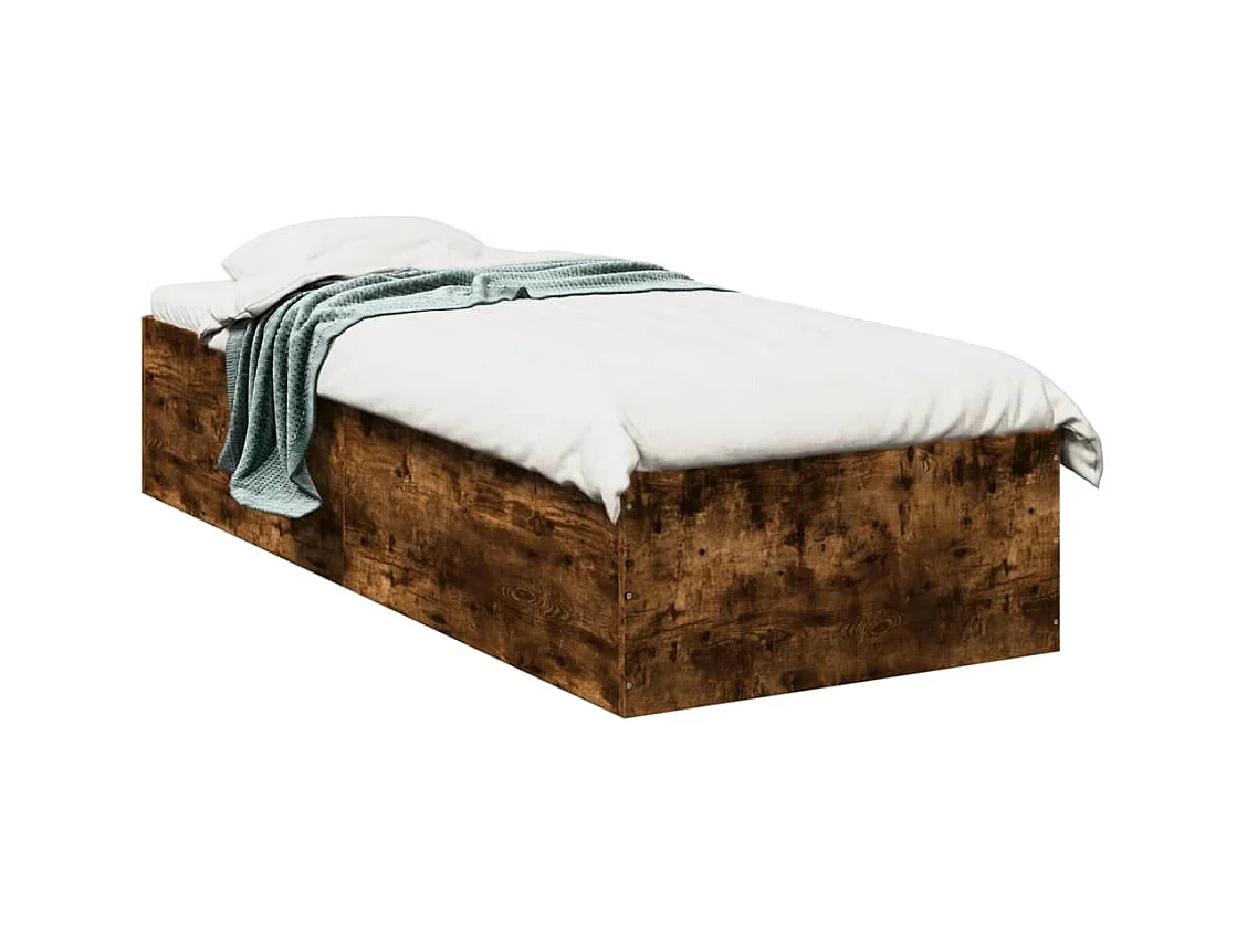 Cadre de lit chêne fumé 100x200 cm bois d'ingénierie