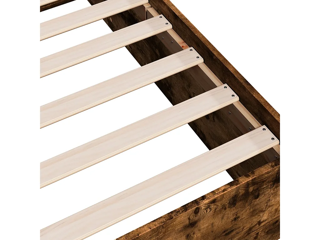 Cadre de lit chêne fumé 135x190 cm bois d'ingénierie