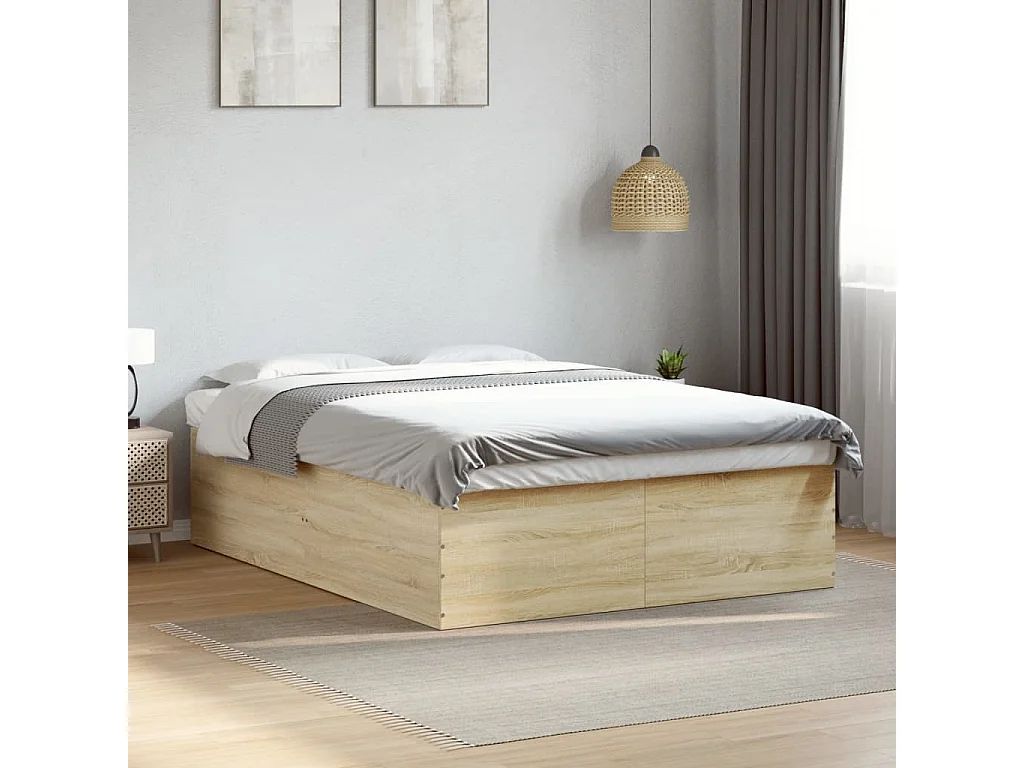 Cadre de lit chêne sonoma 160x200 cm bois d'ingénierie