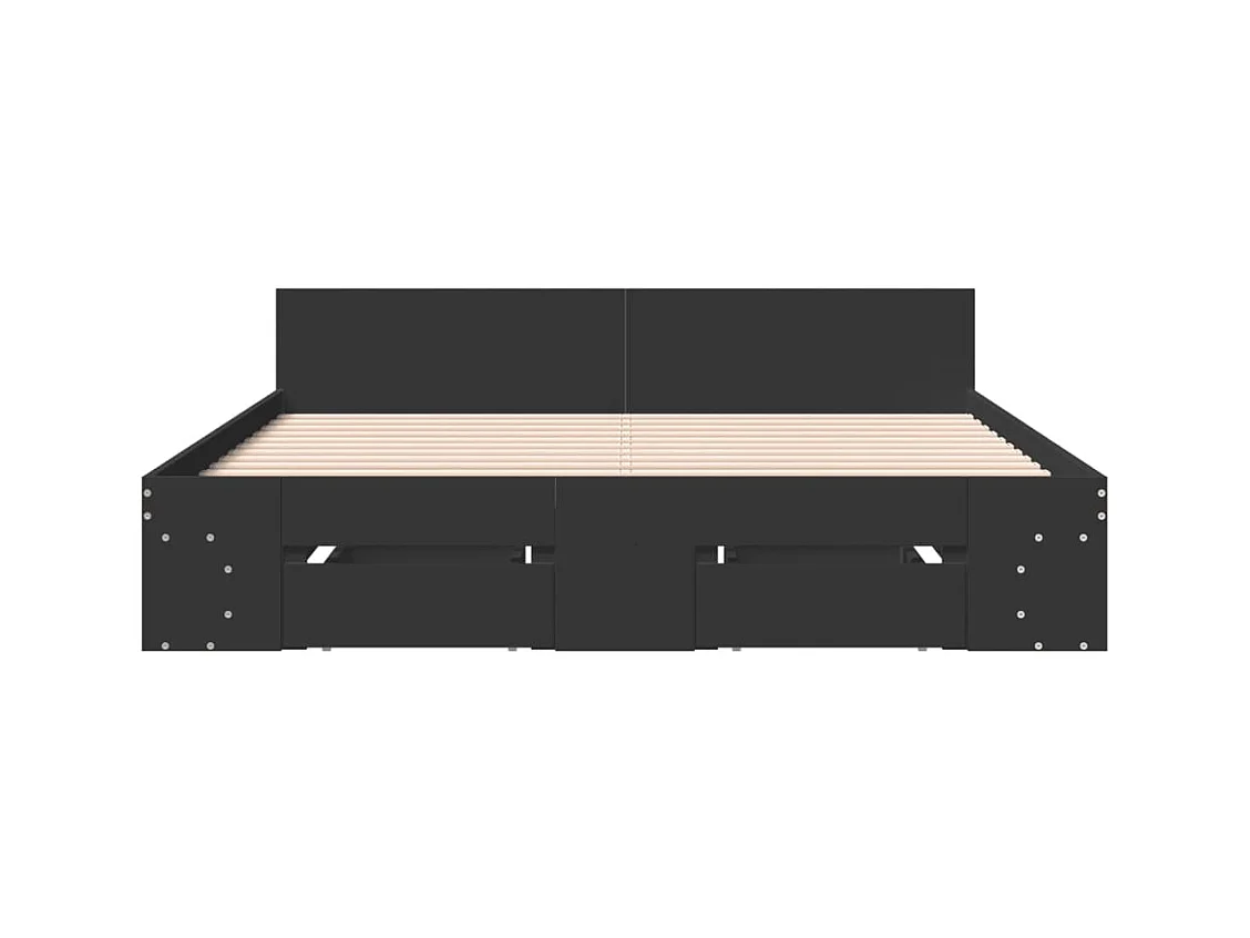 Estrutura de cama c/ gavetas 150x200 cm derivados madeira preto
