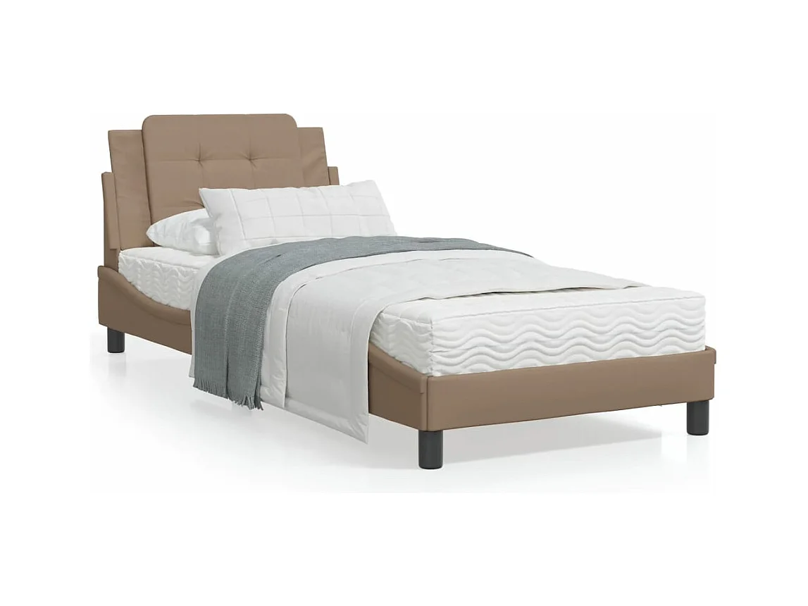 Lit avec matelas cappuccino 90x200 cm similicuir