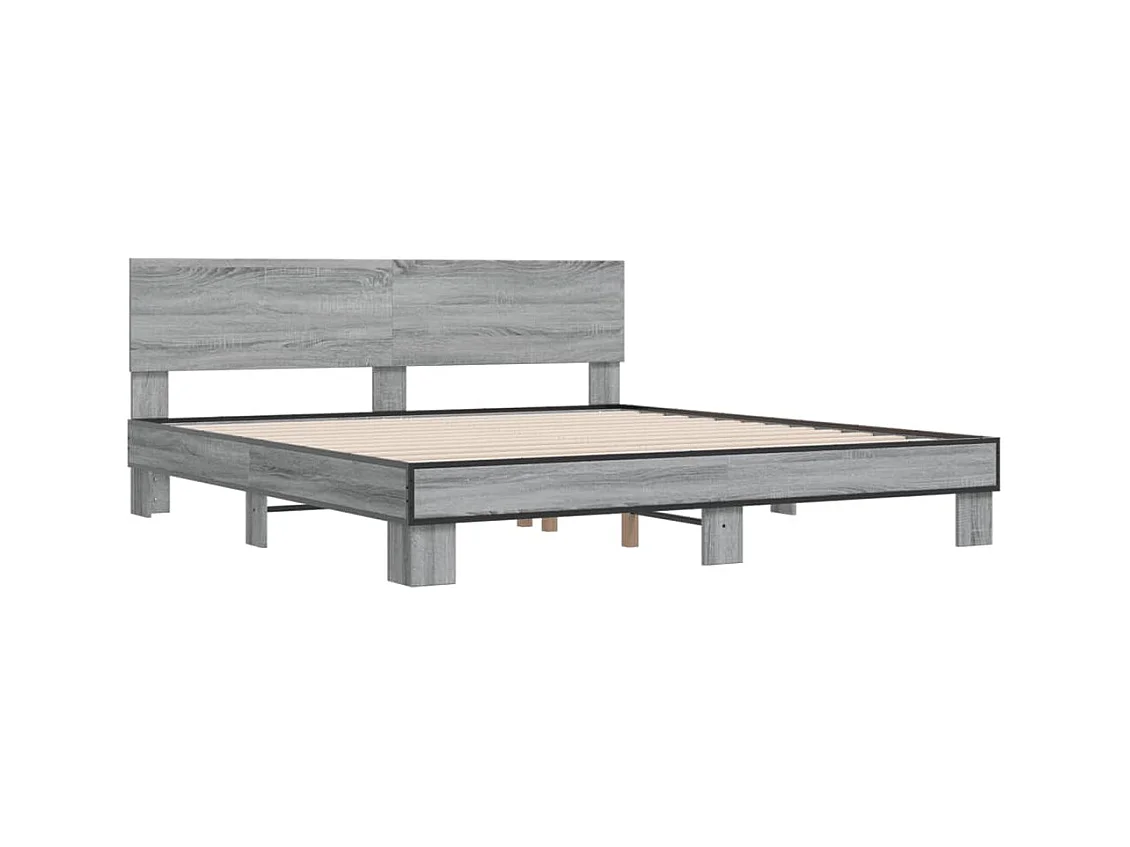 Cadre de lit sonoma gris 180x200 cm bois d'ingénierie et métal