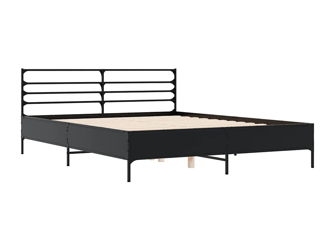 Estrutura de cama 160x200 cm derivados de madeira/metal preto