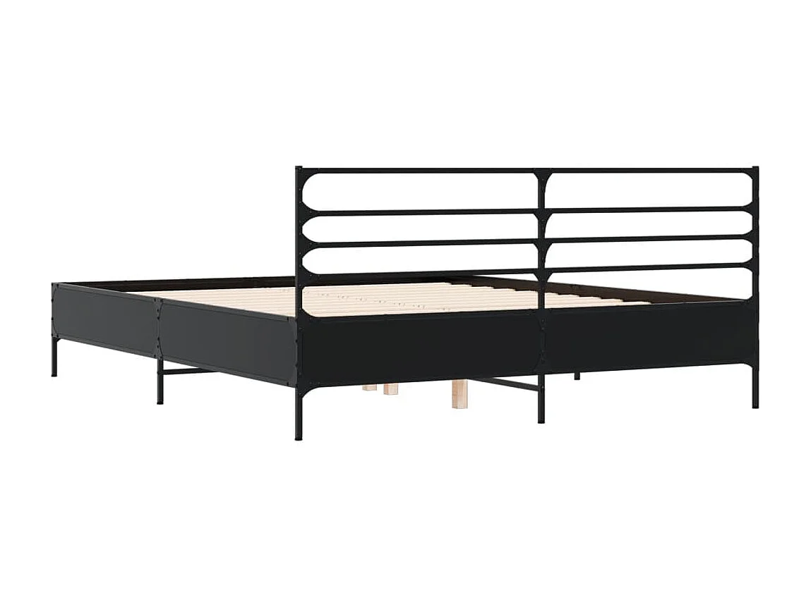 Estrutura de cama 160x200 cm derivados de madeira/metal preto