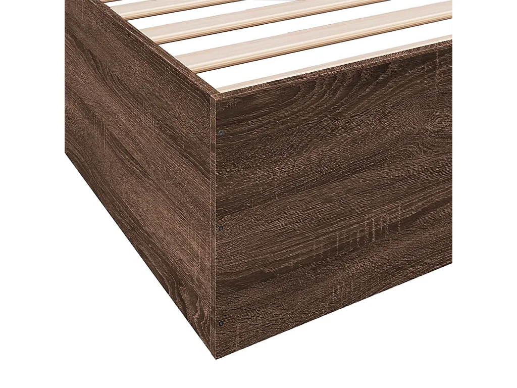 Estrutura de cama 200x200cm derivados madeira carvalho castanho
