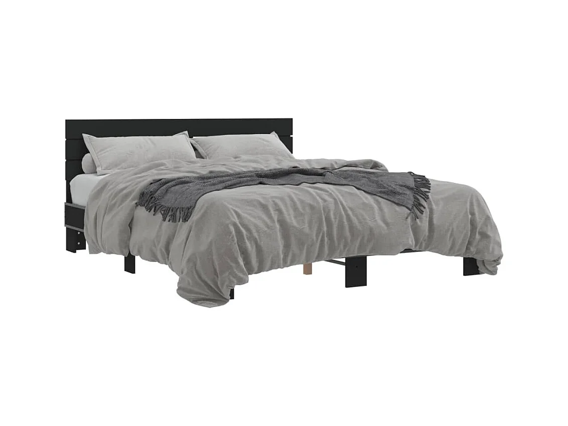 Estructura de cama madera de ingeniería y metal negro 160x200cm