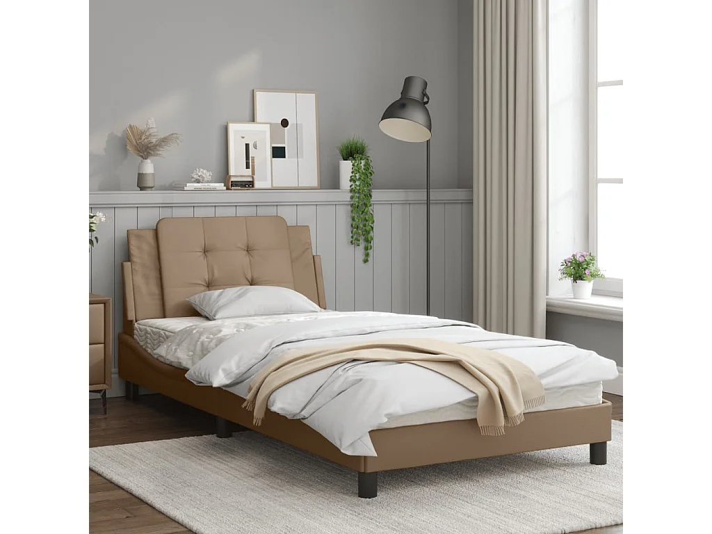 Cadre de lit avec lumières LED cappuccino 100x200 cm similicuir