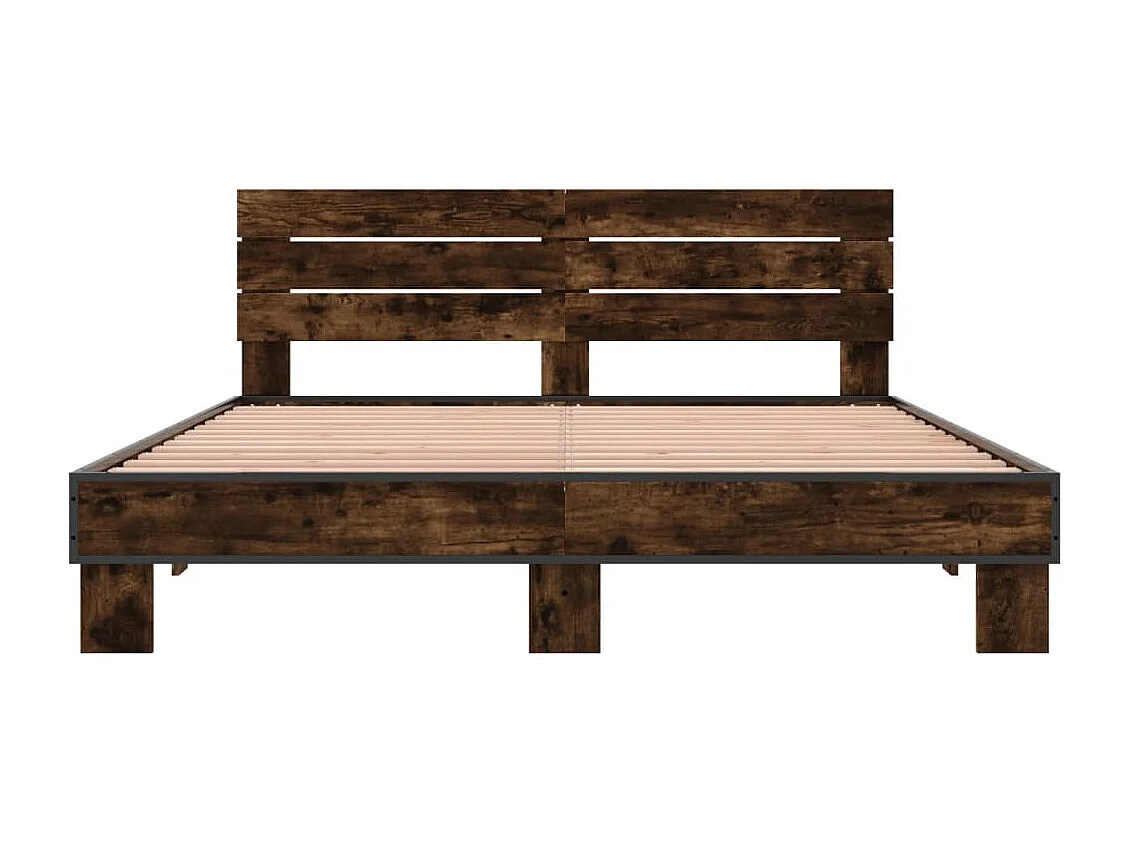 Cadre de lit chêne fumé 150x200 cm bois d'ingénierie et métal