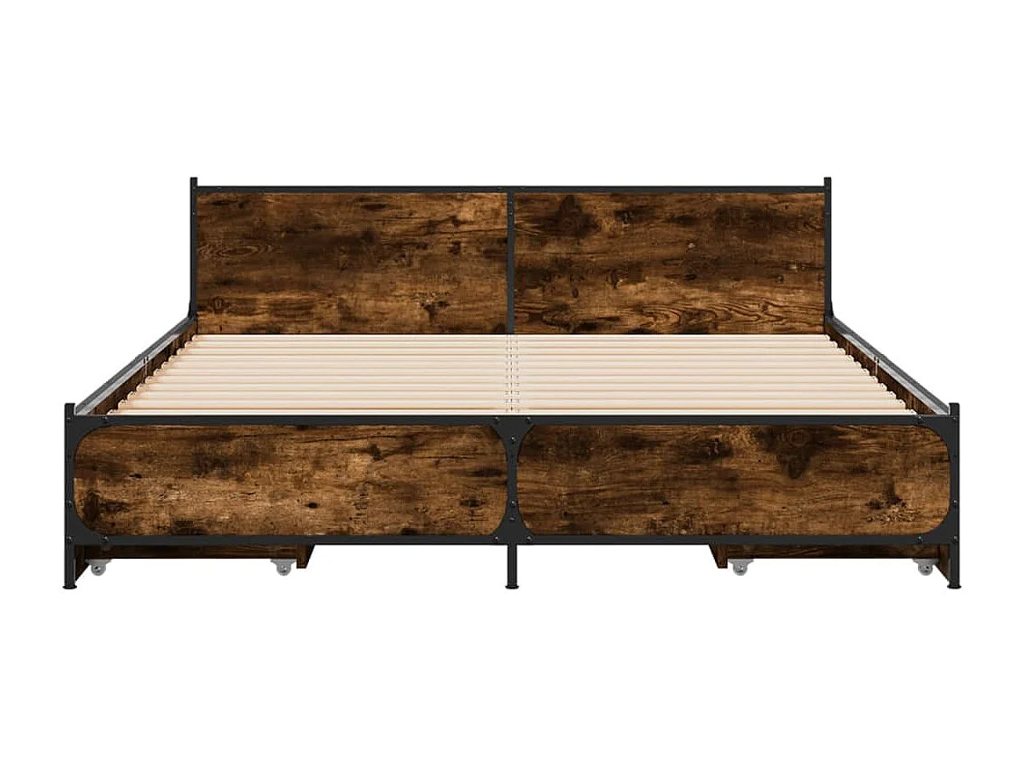 Estrutura de cama c/ gavetas derivados madeira carvalho fumado