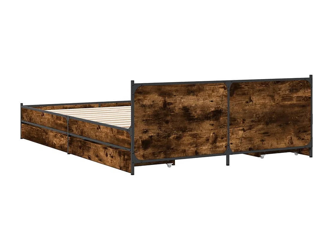 Estrutura de cama c/ gavetas derivados madeira carvalho fumado