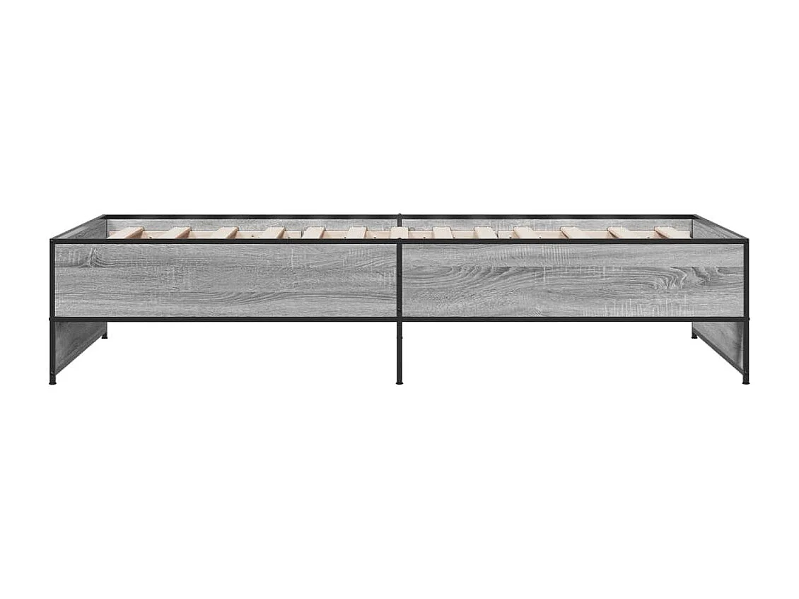 Estructura cama madera ingeniería metal gris Sonoma 75x190 cm