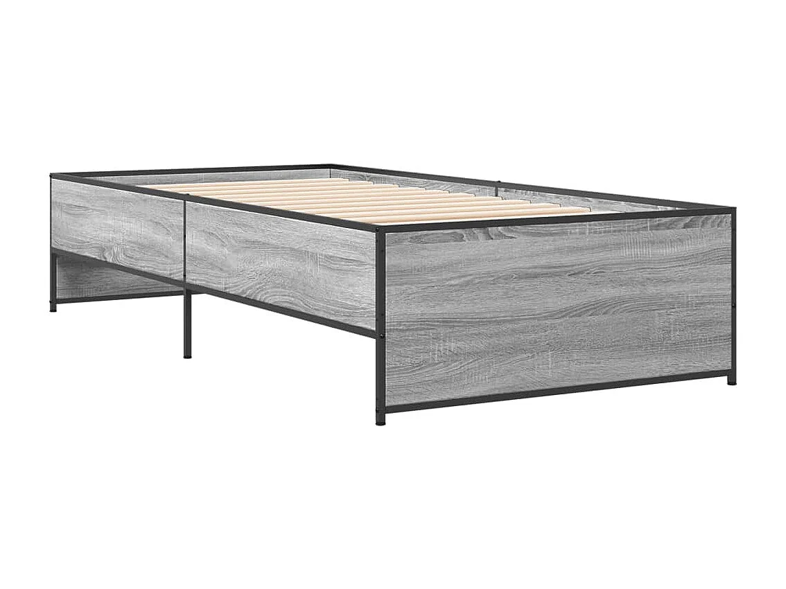Cadre de lit sonoma gris 75x190 cm bois d'ingénierie et métal