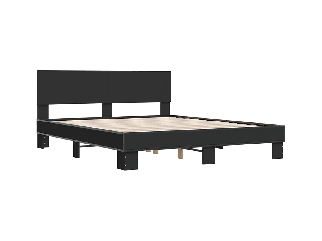 Estructura de cama madera de ingeniería y metal negro 150x200cm