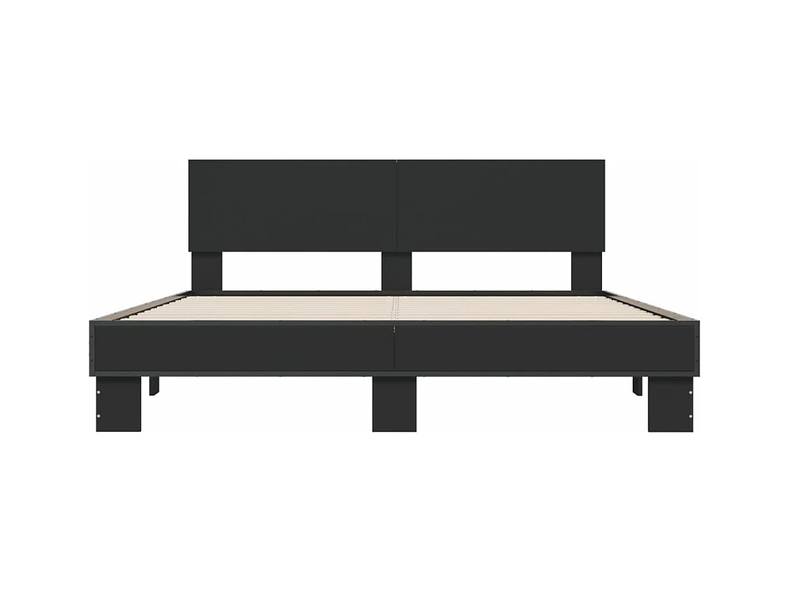 Estructura de cama madera de ingeniería y metal negro 150x200cm