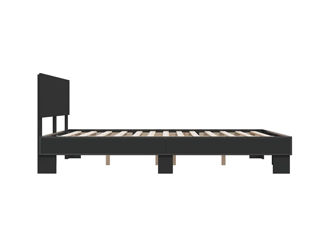 Estructura de cama madera de ingeniería y metal negro 150x200cm