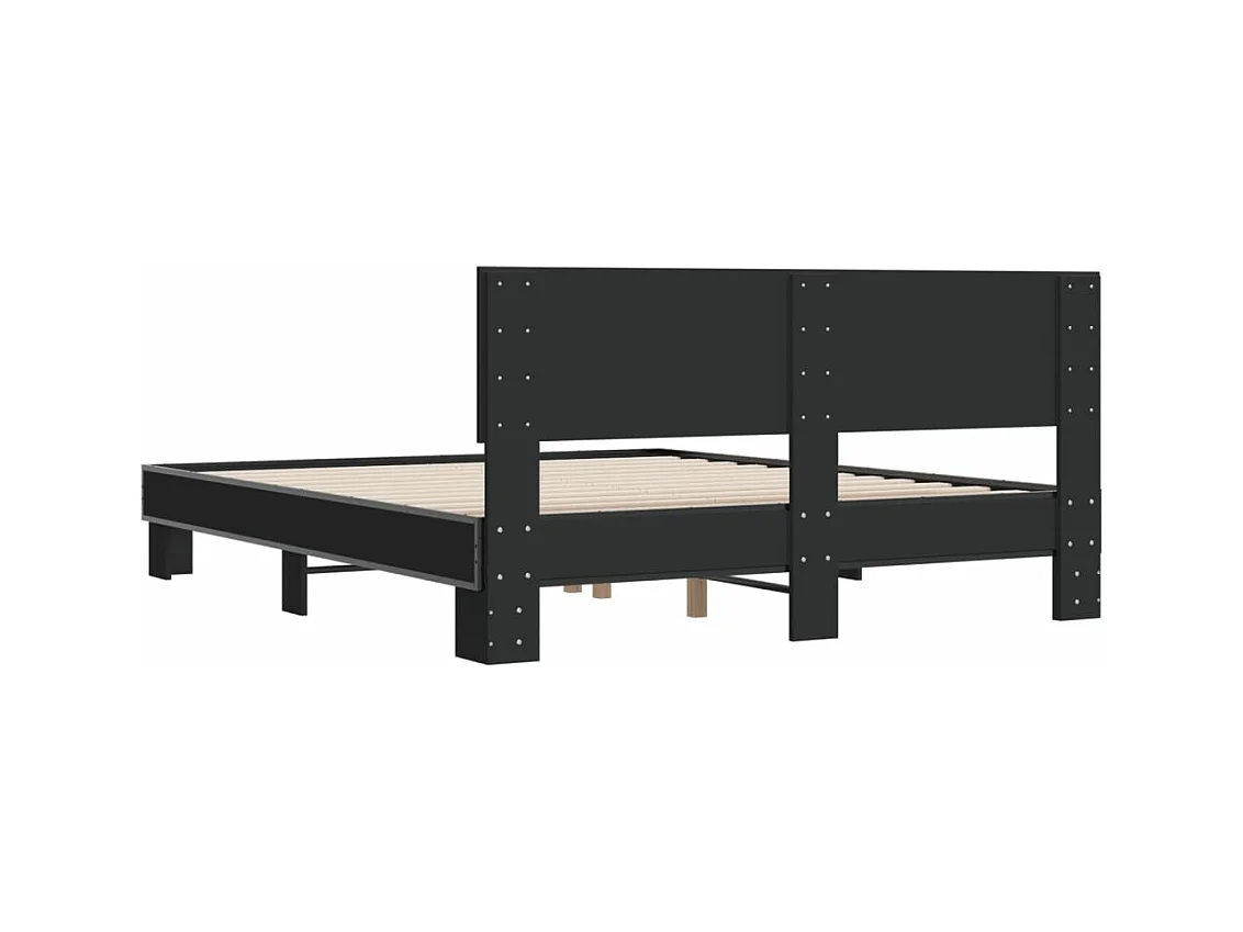 Estructura de cama madera de ingeniería y metal negro 150x200cm