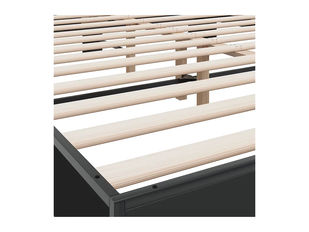 Estructura de cama madera de ingeniería y metal negro 150x200cm