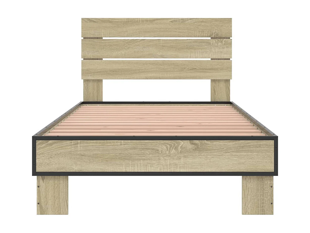 Cadre de lit chêne sonoma 100x200 cm bois d'ingénierie et métal
