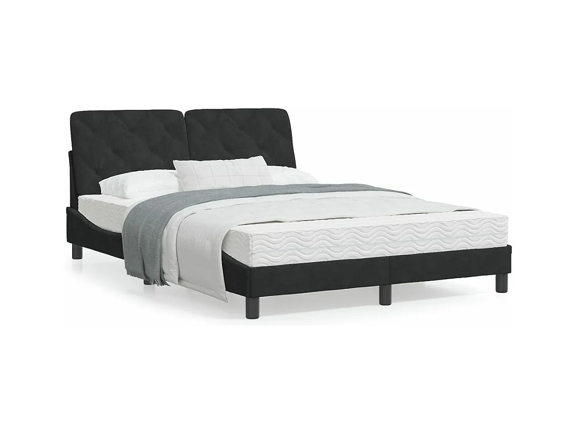 Lit avec matelas noir 140x200 cm velours