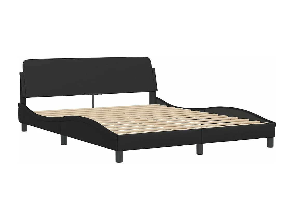 Estrutura de cama c/ luzes LED 160x200cm couro artificial preto