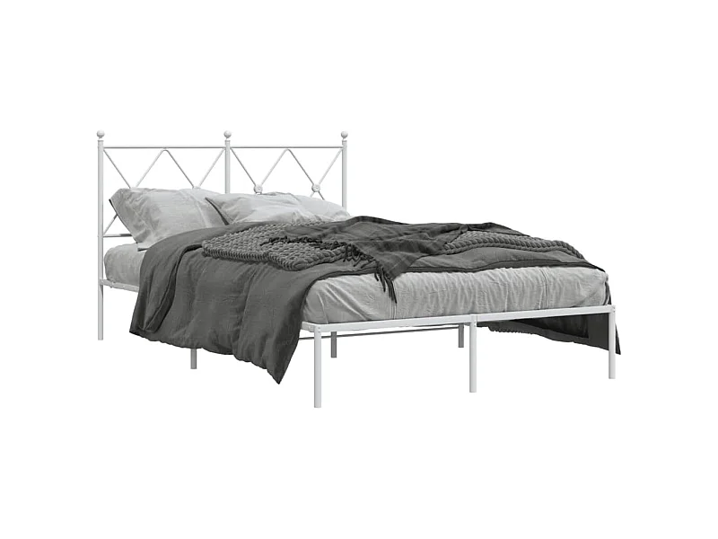 Estructura de cama de metal con cabecero blanca 120x200 cm