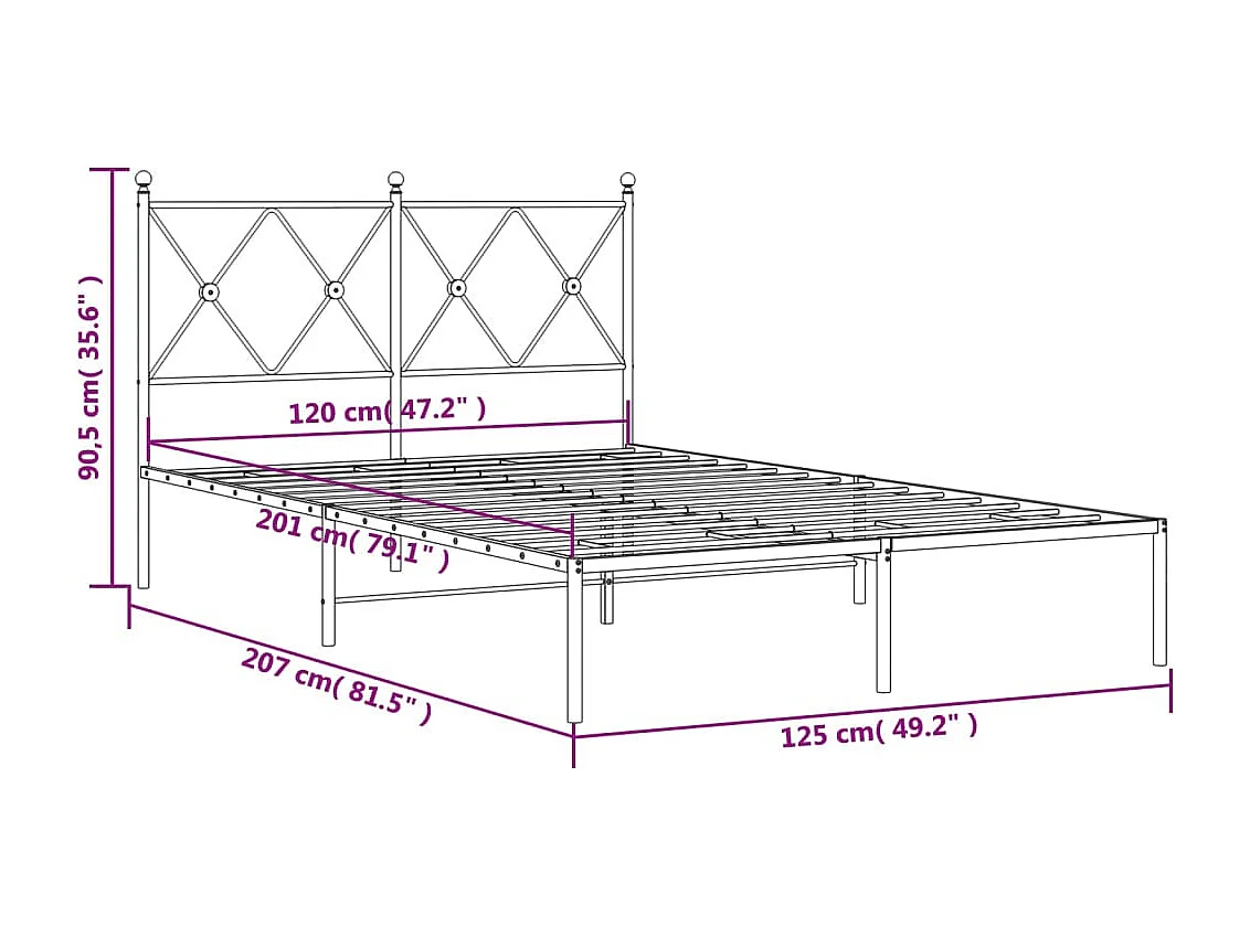 Estructura de cama de metal con cabecero blanca 120x200 cm