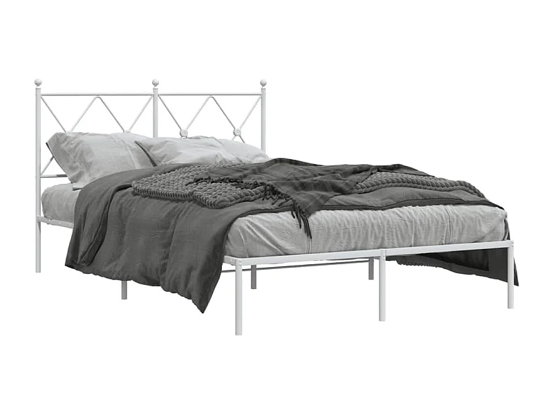 Estructura de cama de metal con cabecero blanca 120x200 cm