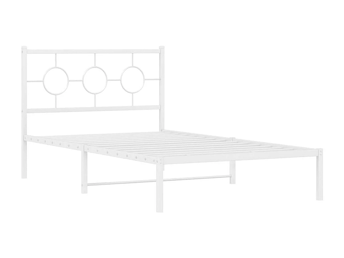Estructura cama metal con cabecero y pie cama blanca 107x203 cm