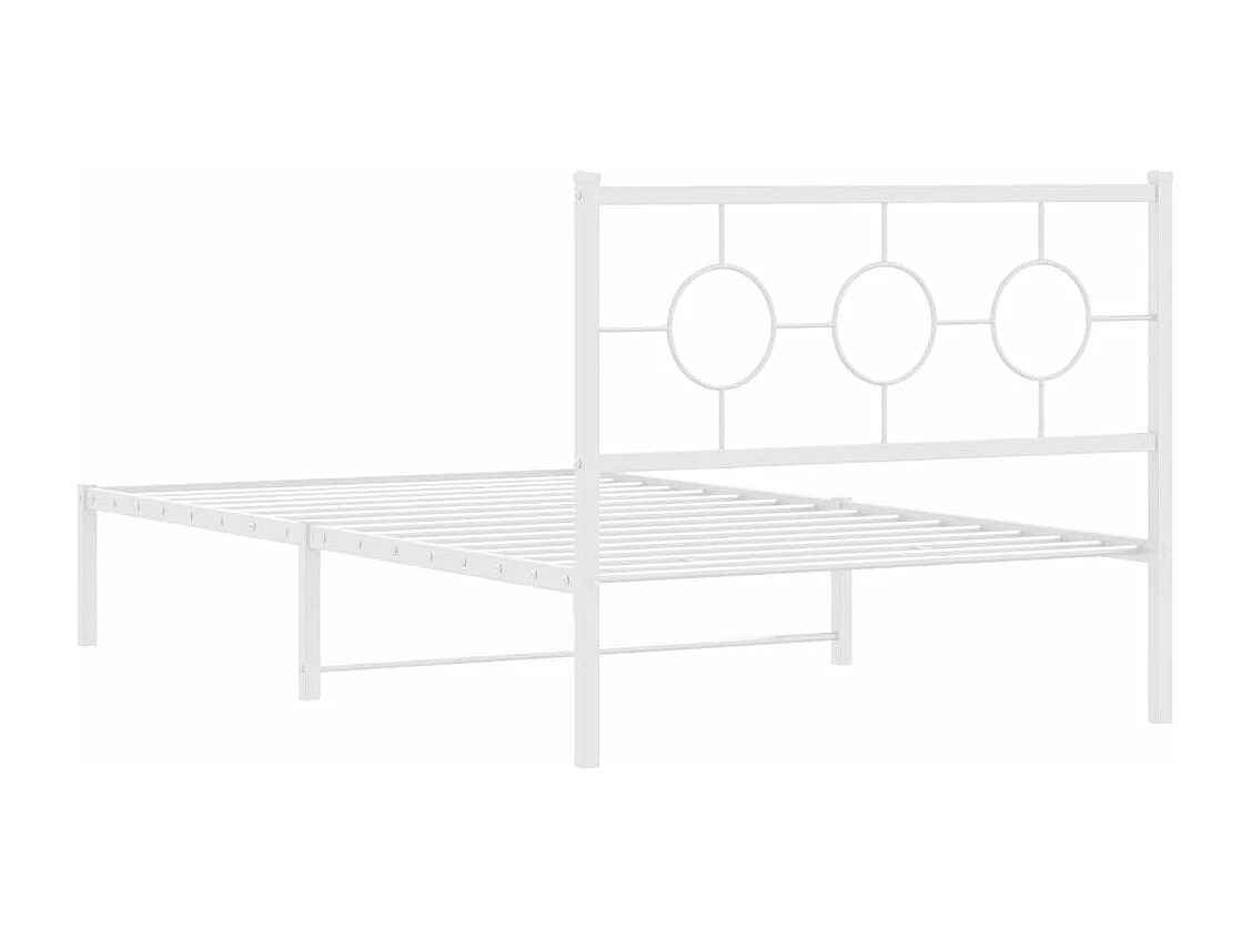 Estructura cama metal con cabecero y pie cama blanca 107x203 cm
