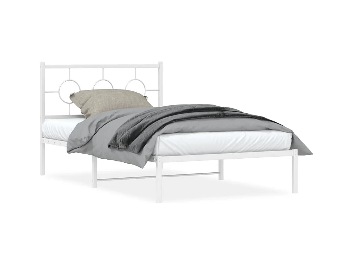 Estructura cama metal con cabecero y pie cama blanca 107x203 cm