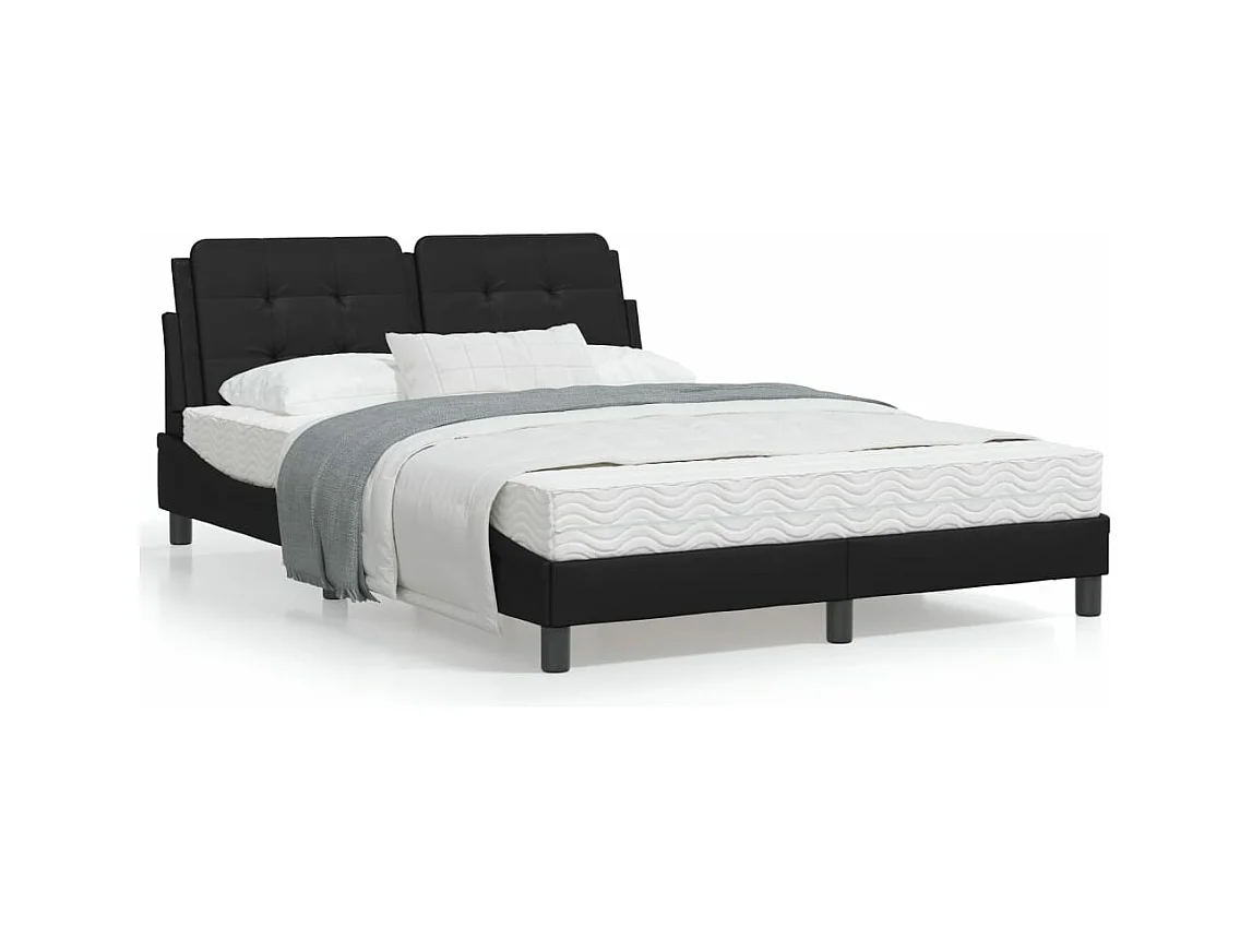 Lit avec matelas noir 140x190 cm similicuir
