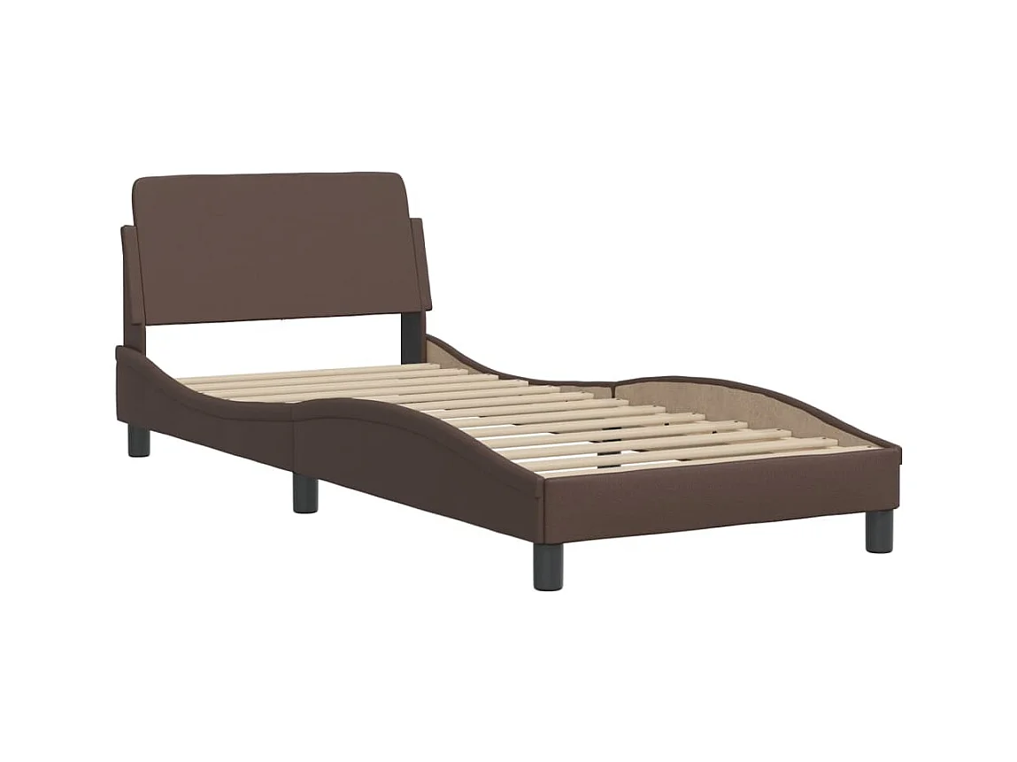 Cama con colchón cuero sintético marrón 80x200 cm