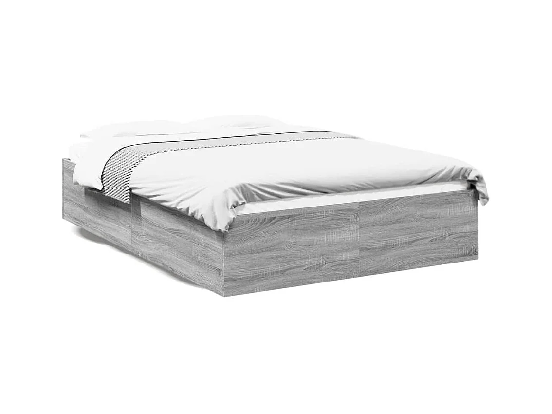 Estrutura de cama 150x200 cm derivados de madeira cinza sonoma