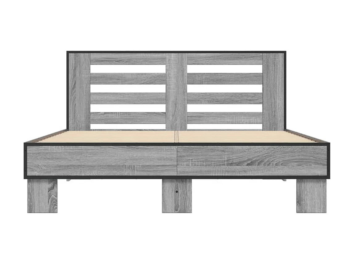 Estructura cama madera ingeniería metal gris Sonoma 120x200 cm