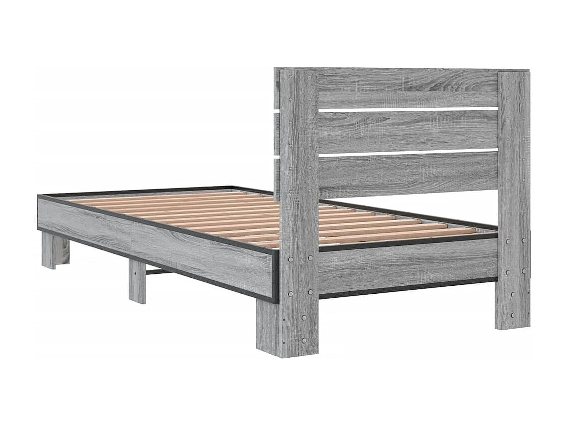 Cadre de lit sonoma gris 90x200 cm bois d'ingénierie et métal