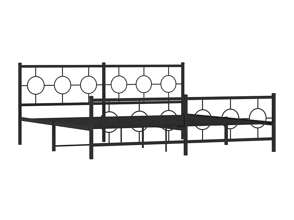 Estructura de cama cabecero y estribo metal negro 200x200 cm