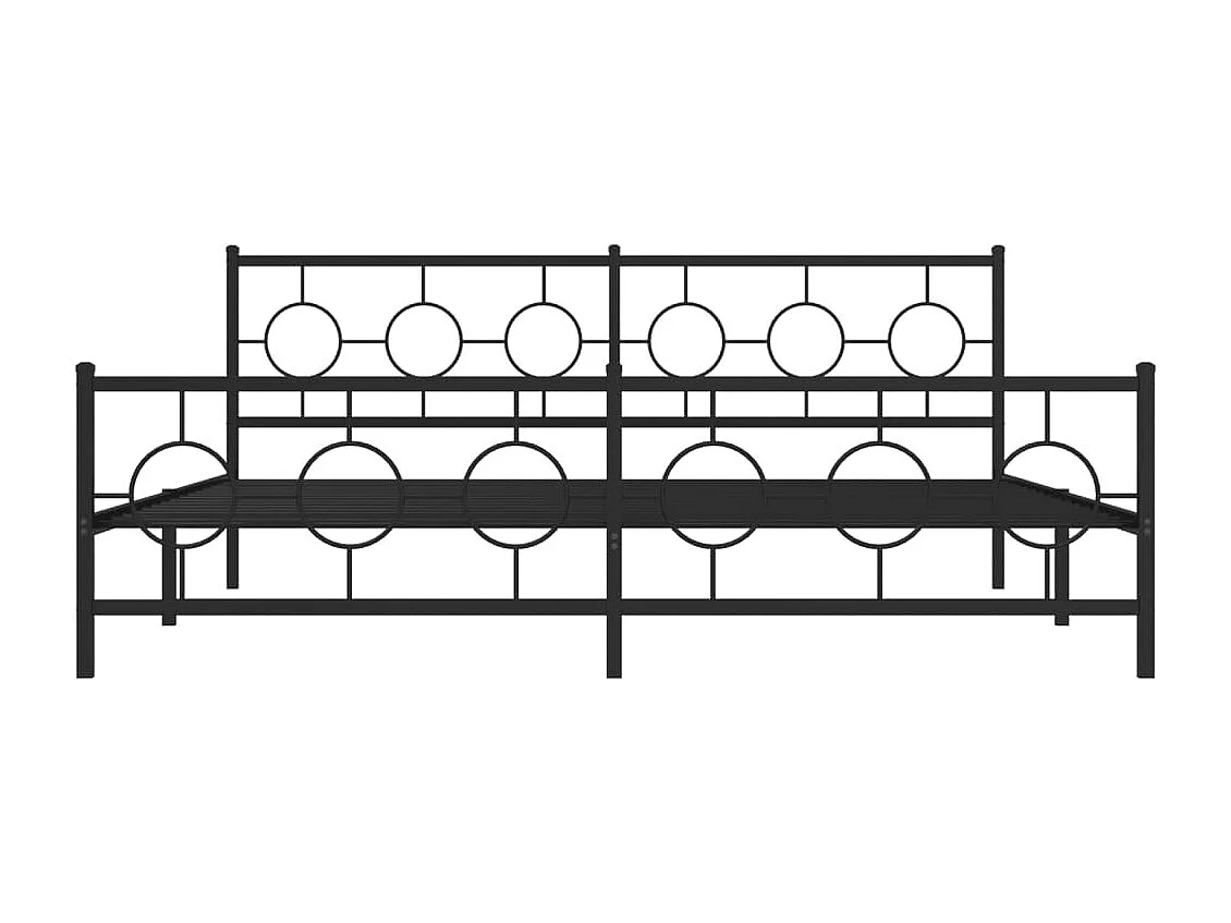 Estructura de cama cabecero y estribo metal negro 200x200 cm