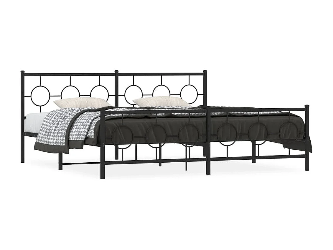 Estrutura de cama com cabeceira e pés 200x200 cm metal preto