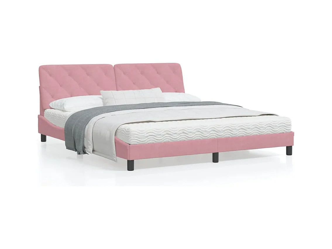 Cama con colchón terciopelo rosa 180x200 cm