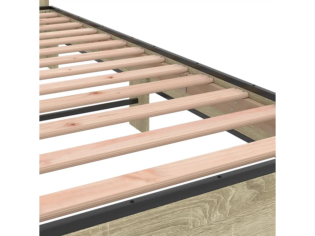 Cadre de lit chêne sonoma 135x190 cm bois d'ingénierie et métal
