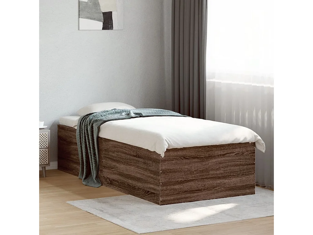 Estrutura de cama 90x190 cm derivados madeira carvalho castanho