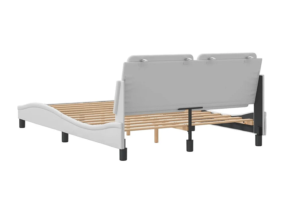 Estrutura cama c/ cabeceira couro artificial 140x190 cm branco