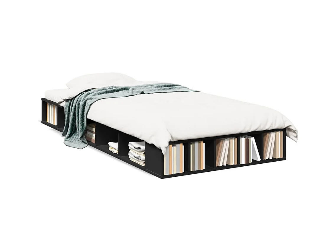 Estructura de cama madera de ingeniería negra 100x200 cm