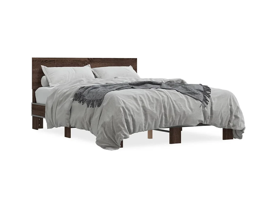 Cadre de lit chêne marron 120x190 cm bois d'ingénierie et métal