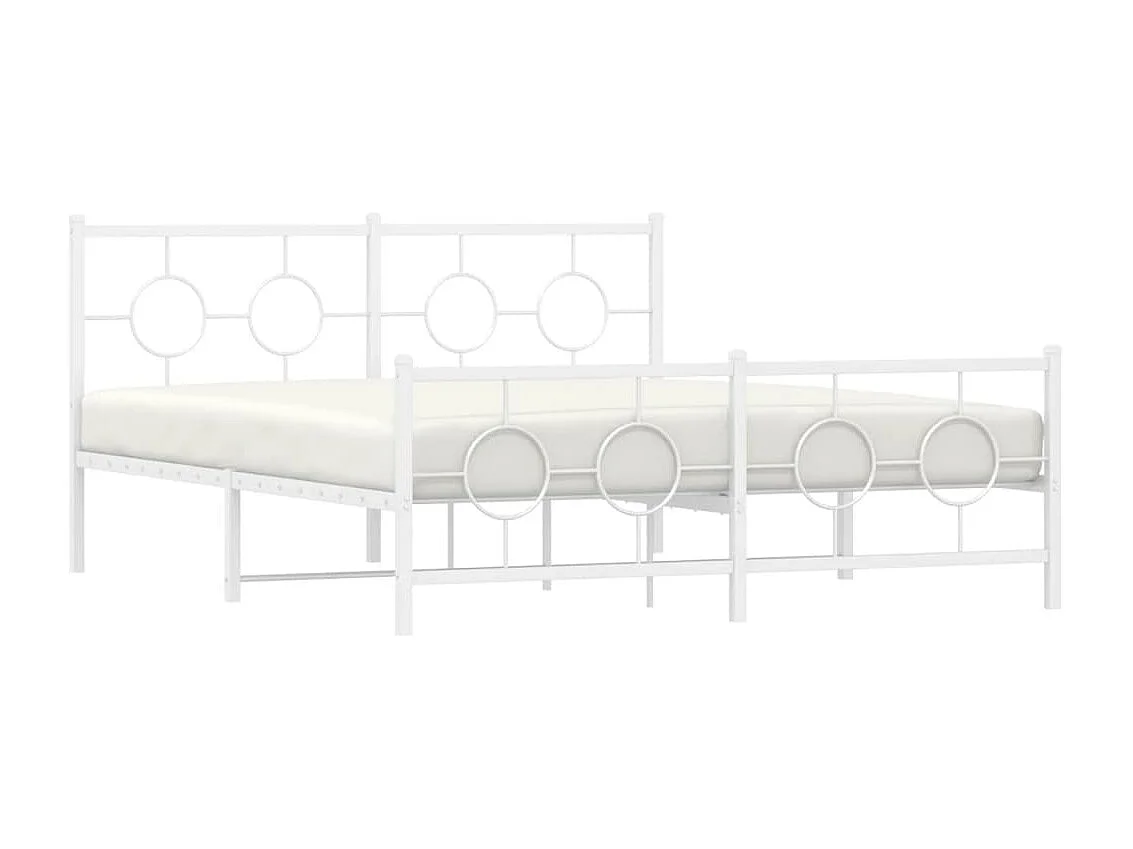 Estructura cama metal con cabecero y estribo blanco 150x200 cm