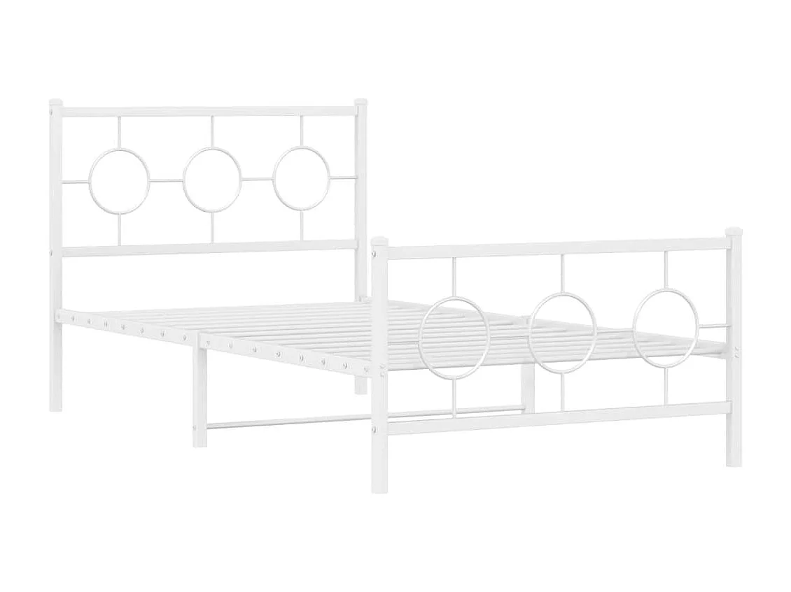 Estructura cama metal con cabecero y pie cama blanca 100x200 cm