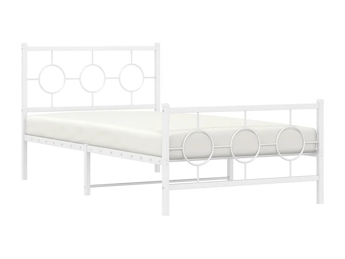 Estructura cama metal con cabecero y pie cama blanca 100x200 cm