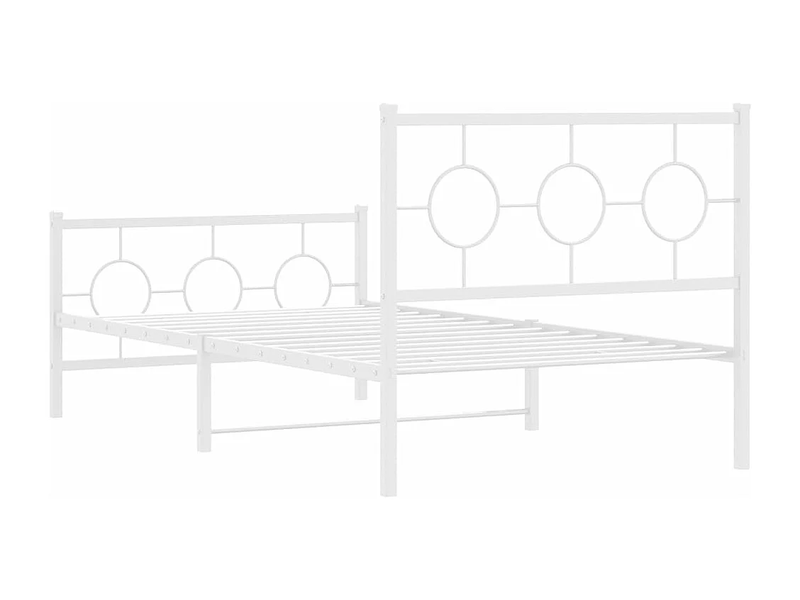 Estructura cama metal con cabecero y pie cama blanca 100x200 cm