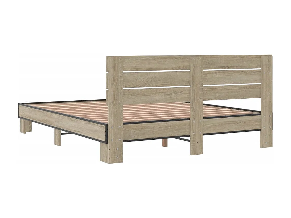 Estructura cama madera ingeniería metal roble Sonoma 150x200 cm