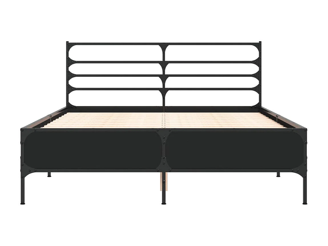 Estrutura de cama 135x190 cm derivados de madeira/metal preto